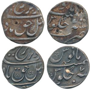 Farrukhsiyar, Silver ½ Rupee (2), 5.66g, 5.77g, mint name off flan, RY 7. Very Fine and Ve