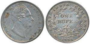 William IV, Silver Rupee, 1835, Calcutta Mint, RS incuse, C / II, Extremely thin letters a