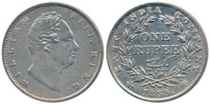 William IV, Silver Rupee, 1835, Calcutta Mint, RS incuse, C / II, Extremely thin letters a