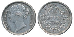 Victoria Queen, Silver ¼ Rupee, 1840, Divided legend, Calcutta / Bombay Mint, WW raised, 1