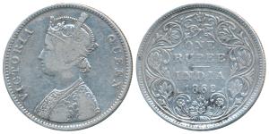 Victoria Queen, Silver Rupee, 1862, Bombay Mint, A / II / 1 / 7, (Prid 90). About Very Fin