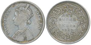 Victoria Queen, Silver Rupee, 1862, Bombay Mint, A / II / 0 / 11, (Prid 94). Fine, Rare.