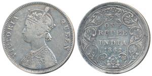 Victoria Queen, Silver Rupee, 1862, Bombay Mint, A / II / 1 / 10, (Prid 95). About Very Fi
