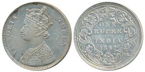 Victoria Queen, Silver Rupee, 1862, Bombay Mint, A / II / 0 / 17, 10 dots struck over an o