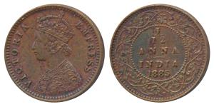 Victoria Empress, Copper 1/12 Anna, 1885, Calcutta Mint, obv. B, (Prid 790). About Uncircu