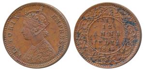 Victoria Empress, Copper 1/12 Anna, 1895, Calcutta Mint, obv. B, (Prid 800). Uncirculated.