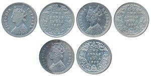 Victoria Empress, Silver 2 Annas, 1897, Calcutta Mint, B / II / C incuse; Bombay Mint, B /