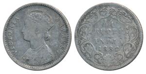 Victoria Empress, Silver ¼ Rupee, 1882, Bombay Mint, B / I / dot, Unlisted in Pridmore. Fi