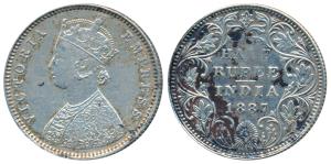 Victoria Empress, Silver ½ Rupee, 1887, Bombay Mint, A / II / B raised, (Prid 296). Very F