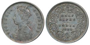 Victoria Empress, Silver ½ Rupee, 1889, Calcutta Mint, A / I / C incuse, (Prid 273). Very 