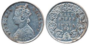 Victoria Empress, Silver ½ Rupee, 1897, Calcutta Mint, A / I / C incuse, (Prid 280). Very 