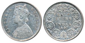 Victoria Empress, Silver ½ Rupee, 1897, Calcutta Mint, A / I / C incuse, (Prid 280). Very 