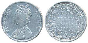 Victoria Queen, Silver Rupee, 1874, Bombay Mint, Mule, A / II / No mint mark, no ’v’ / no 
