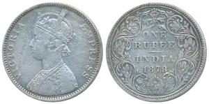 Victoria Empress, Silver Rupee, 1879, A3 / IV / dot. About Very Fine.