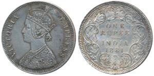 Victoria Empress, Silver Rupee, 1881, Calcutta Mint, A1 / I / C incuse, (Prid 119). Extrem
