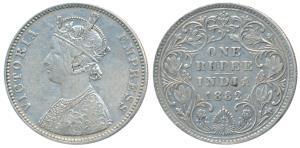 Victoria Empress, Silver Rupee, 1882, Bombay Mint, A3 / IV / dot, (Prid listed as 159). Ve