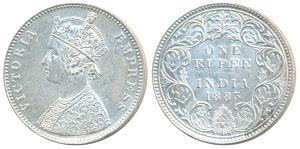 Victoria Empress, Silver Rupee, 1883, Bombay Mint, A3 / I / B raised and dot, (Prid 163). 