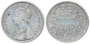 Victoria Empress, Silver Rupee, 1885, Bombay Mint, A3 / II / B raised in top and bottom fl