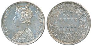 Victoria Empress, Silver Rupee, 1886, Bombay Mint, C2 / I / B incuse, rev I variant, (Prid