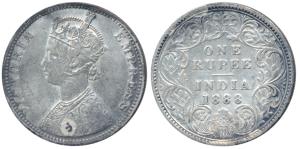 Victoria Empress, Silver Rupee, 1888, Bombay Mint, C2 / I / B incuse, normal ‘B’, Rev I va