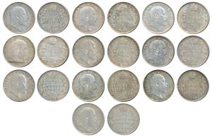Edward, Silver 2 Annas (10), 1905 (2), 1906 (6), 1910 (2). Extremely Fine to mostly Uncirc