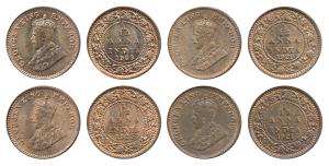 George V, Bronze 1/12 Anna (4), 1921, Calcutta Mint, (Prid 836); 1923, Bombay Mint, (Prid 