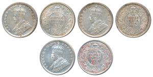 George V, Silver ¼ Rupee (3), 1913, 1914 and 1929, all Calcutta Mint, (Prid 442, 443 & 450