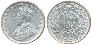George V, Silver ½ Rupee, 1916, Bombay Mint, (Prid 340). Extremely Fine, Scarce.