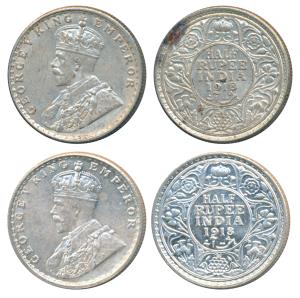 George V, Silver ½ Rupee, 1918, Bombay Mint, (Prid 342). About Extremely Fine and Uncircul