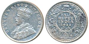 George V, Silver ½ Rupee, 1922, Bombay Mint, (Prid 344). About Extremely Fine.