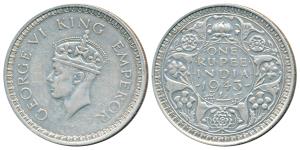 George VI, Half Silver Rupee, 1943, Bombay Mint, C / Ia, Large 3 in date, Unlisted in Prid