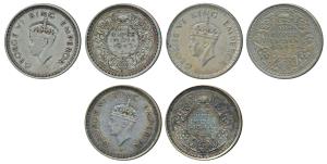 George VI, Half Silver Rupee (3), all Bombay Mint, 1943, A / Ia, Large Head and Small 3 in