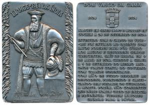 Second Viceroy of India Vasco Da Gama, Rectangle Heavy Silver Medallion, obv. full length 