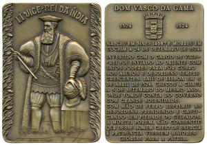 Second Viceroy of India Vasco Da Gama, Rectangle Heavy Bronze Medallion, obv. full length 