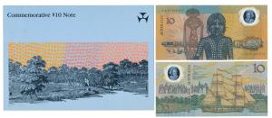 Australia, $10 plastic note, within a folder, first of its kind in the world, to print on 