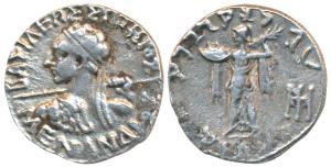 Indo-Greeks, Menander I, Silver Drachm, 2.07g, obv. diademed bust to left seen from behind