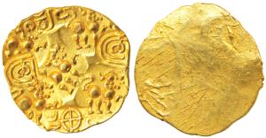 Chalukyas of Kalyana, Jayasimha II Jagadekamalla (1015-1043 AD), Gold Pagoda, 3.70g, Punch
