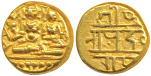 Vijayanagar Empire, Devaraya I (1406-1422 AD), Gold Pagoda, 3.38g, obv. Shiva-Parvati seat
