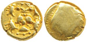 Vijayanagar, Achyuta Deva Raya (1529-1542 AD), Gold Pagoda, 3.37g, obv. Gandabherunda (2-h