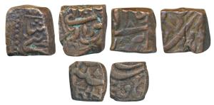 Akbar (AH 963-1014, 1556-1605 AD), Copper Falus (2), 7.33g and 5.8g, Berar Mint, (Hashtum)