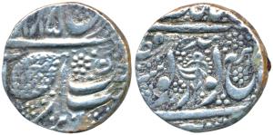 Amritsar Mint, Silver Rupee, 10.89g, Nanakshahi couplet, VS 1885 / 1903, Pataka / flag und