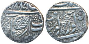 Amritsar Mint, Silver Rupee, 10.87g, VS 1885 / 1904, Umbrella or Chhatar with Gurumukhi wo