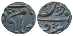 Ujjain Mint, Silver 1/8 Rupee, 1.4g, in the name of Shah Alam II, Hami din legend (KM 214)