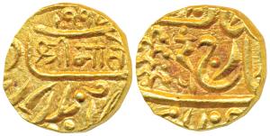 Umaid Singh, Gold Mohur, 10.97g, with the name of George VI, Ra in Nagari above Persian nu