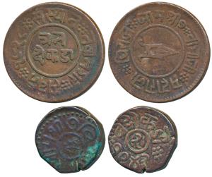 Jam Vibhaji (VS 1909-1951 / 1852-1894 AD), Copper 2 Dokda, 12.69g, VS 1943; Copper 3 Dokda