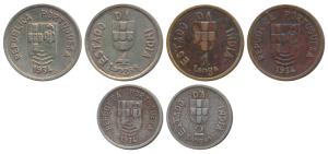 Cupro-Nickel 4 and 2 Tangas, Bronze 1 Tanga, 1934 (KM 21, 20 & 19). Very Fine+. (3)