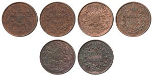 Copper ½ Anna 1835, Calcutta Mint, coat of arms of the EIC and date on obv., value within 