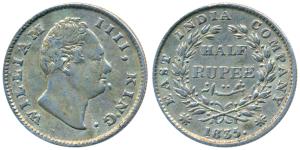 William IV, Silver ½ Rupee, 1835, Bombay Mint, No initials, 20 Berries, the last digit in 