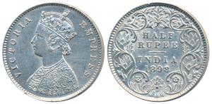 Victoria Empress, Silver ½ Rupee, 1898, Calcutta Mint, A / I / C incuse, (Prid 280). Very 