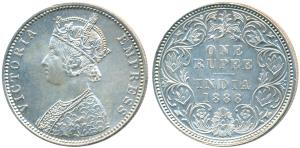 Victoria Empress, Silver Rupee, 1888, Bombay Mint, C2 / I / B raised (Prid 174). Uncircula
